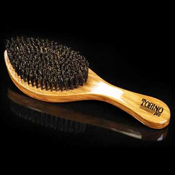 Torino Pro Wave Brush #630 By Brush King - Firm Medium Curve 360 Waves - Made with 100% boar bristles - Great pull