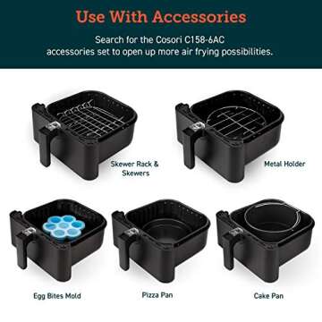COSORI Air Fryer Accessories, Replacement 5.8QT Original Basket For COSORI CP358-AF, CS358-AF Air Fryers, Non-Stick, Dishwasher-Safe, CAF-P582B