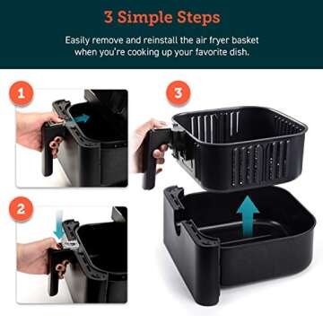 COSORI Air Fryer Accessories, Replacement 5.8QT Original Basket For COSORI CP358-AF, CS358-AF Air Fryers, Non-Stick, Dishwasher-Safe, CAF-P582B
