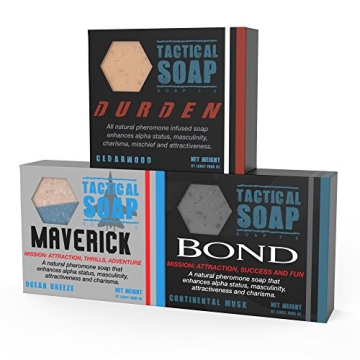 Tactical Soap All-Natural Men's Soap (3 bars) - Pheromone-Infused for Attraction, Exfoliating, Manly...