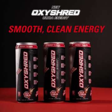 EHP Labs OxyShred Healthy Energy Drink - Zero Sugar Energy Drinks with Amino Acids, Green Tea Extract, Vitamin C & L Carnitine - Zero Carbs, Zero Calories, Clean Caffeine, Cali Cola (12-Pack)