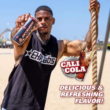 EHP Labs OxyShred Healthy Energy Drink - Zero Sugar Energy Drinks with Amino Acids, Green Tea Extract, Vitamin C & L Carnitine - Zero Carbs, Zero Calories, Clean Caffeine, Cali Cola (12-Pack)