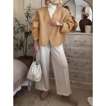 Cicy Bell Womens Cropped Wool Jacket for Stylish Fall Looks