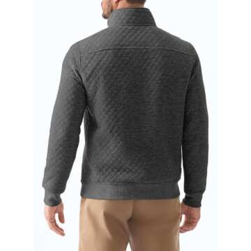 JMIERR Mens Quilted Sweatshirt Casual Long Sleeve Outdoor Mock Collar 1/4 Zip Pullovers Sweatshirts Fall Sweaters Jackets with Pockets, 3XL, Dark Grey