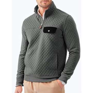 JMIERR Mens Quilted Sweatshirt Casual Long Sleeve Outdoor Mock Collar 1/4 Zip Pullovers Sweatshirts Fall Sweaters Jackets with Pockets, 3XL, Dark Grey
