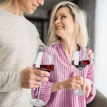 Swanfort Red Wine Glasses Set of 4, Long Stem Crystal Wine Glasses, Burgundy Wine Glass with Gift Box, 14.5 oz Large Wine Glasses With Stem for Wedding Anniversary Birthday Gifts