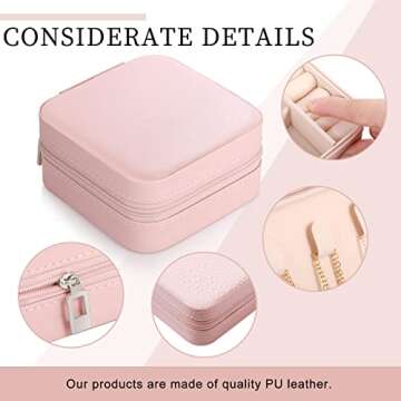 Canlierr Pink Mini Travel Jewelry Organizer for Women