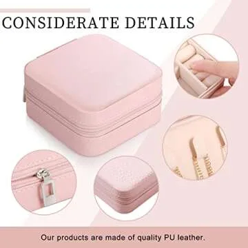 Canlierr Pink Mini Travel Jewelry Organizer for Women