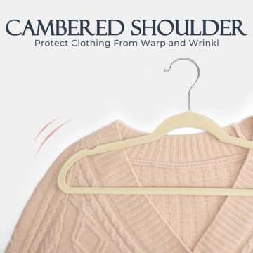 HOUSE DAY Beige Velvet Hangers 60 Pack, Non Slip Clothes Felt Hanger Heavy Duty for Coat, Premium Slim Space Saving Suit Hangers for Closet Organizer, 360° Rotating Silver Hook