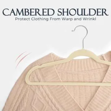 HOUSE DAY Beige Velvet Hangers 60 Pack - Non Slip Design