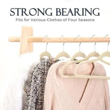 HOUSE DAY Beige Velvet Hangers 60 Pack - Non Slip Design