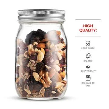 Paksh 6-Pack 16 Oz Mason Jars for Canning and Storage