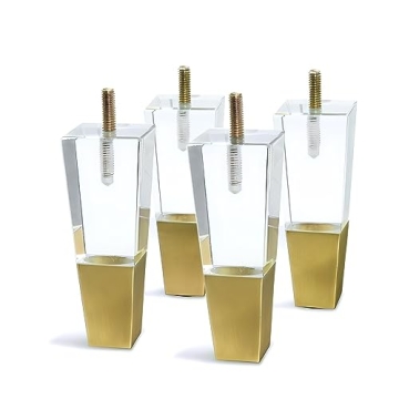 JEREVER Acrylic Furniture Legs Replacement Sofa Feet Cabinet Modern Clear Decor DIY Legs Square Styl...