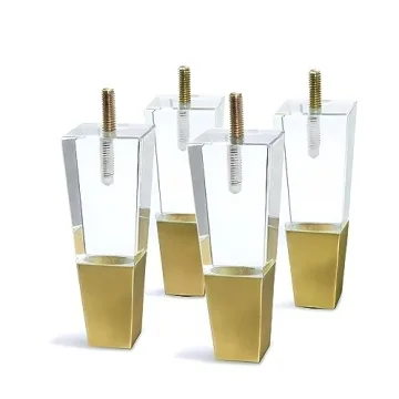 JEREVER Acrylic Furniture Legs Replacement Sofa Feet Cabinet Modern Clear Decor DIY Legs Square Styl...