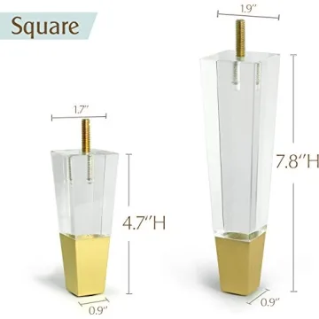 JEREVER Acrylic Furniture Legs Modern Clear Decor DIY