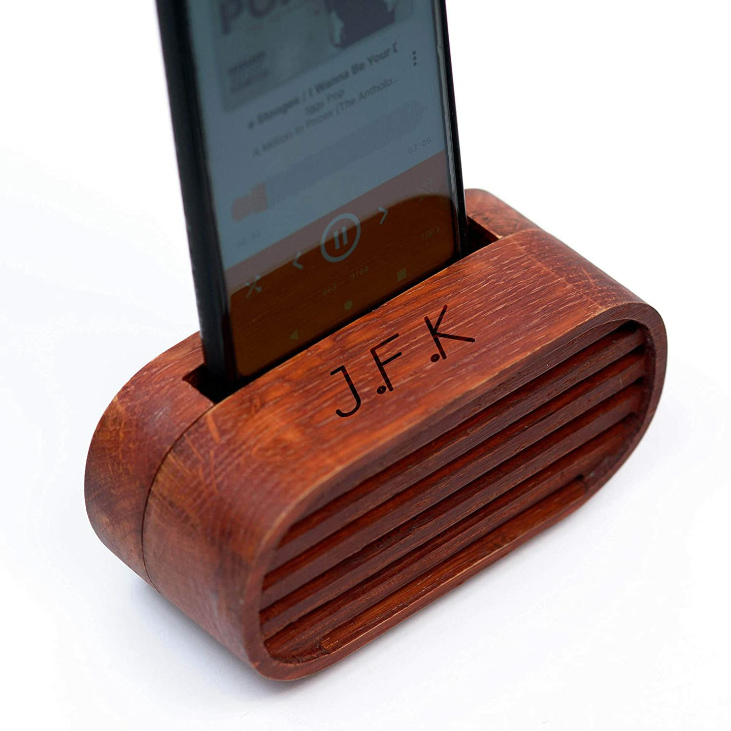 Wooden Phone Speaker - Engraved Oak Christmas Gift