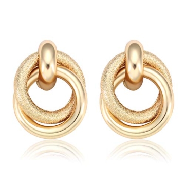 Stylish Round Double Circle Stud Earrings for Women