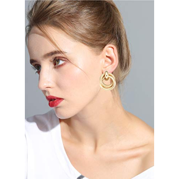 Stylish Round Double Circle Stud Earrings for Women