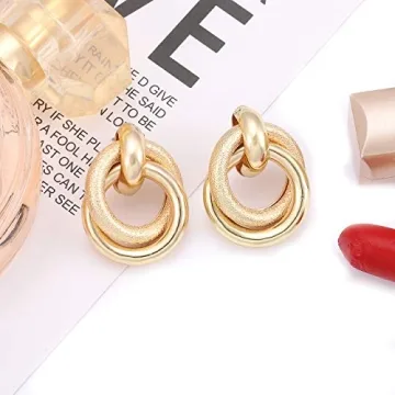 Stylish Round Double Circle Stud Earrings for Women