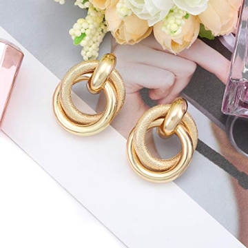 Stylish Round Double Circle Stud Earrings for Women