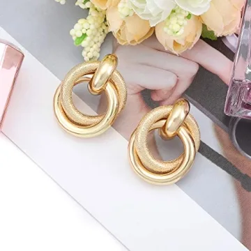 Stylish Round Double Circle Stud Earrings for Women