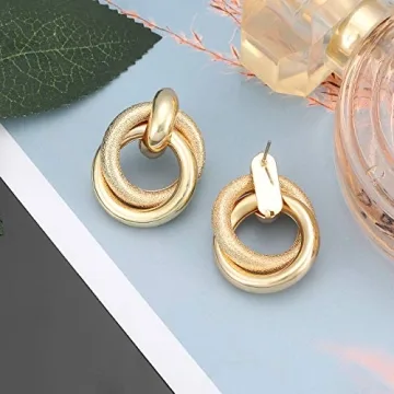 Stylish Round Double Circle Stud Earrings for Women
