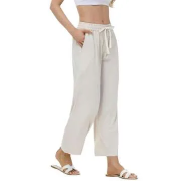 MCEDAR Women's Linen Blend Wide Leg Pants for Summer