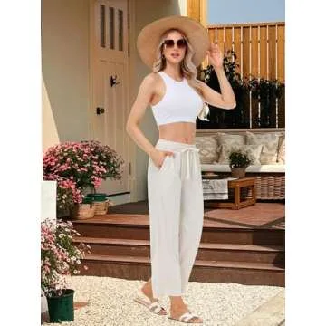 MCEDAR Women's Linen Blend Wide Leg Pants for Summer