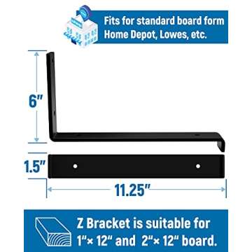 LEOPO Heavy Duty 12 Inch Shelf Bracket for Floating Shelves