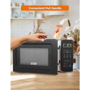 COMMERCIAL CHEF 0.7 Cubic Foot Microwave with 10 Power Levels, Small Microwave with Pull Handle, 700W Countertop Microwave Up to 99 Minute Timer and Digital Display, Black