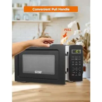COMMERCIAL CHEF 0.7 Cubic Foot Microwave with 10 Power Levels, Small Microwave with Pull Handle, 700W Countertop Microwave Up to 99 Minute Timer and Digital Display, Black