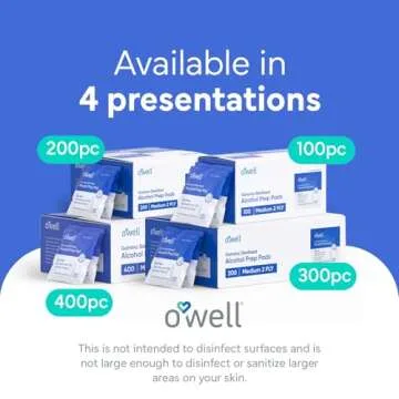 OWELL Alcohol Wipes, Individually Wrapped Alcohol Wipe, Medical & Professional Sterile Alcohol Prep Pads, Medium 2-Ply Medical Alcohol Pad for Cleaning Skin, First Aid Kit Alcohol Swabs (100 Count)