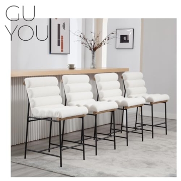Modern Upholstered Counter Stools Set of 4 for Dining