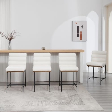 Modern Upholstered Counter Stools Set of 4 for Dining