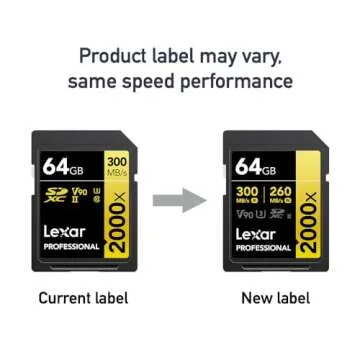 Lexar 64GB Professional 2000x SDXC Memory Card, UHS-II, C10, U3, V90, Full-HD & 8K Video, Up To 300MB/s Read, for DSLR, Cinema-Quality Video Cameras (LSD2000064G-BNNNU)