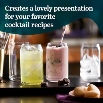 Libbey Classic Can Tumbler Glasses Set of 4, Clear Kitchen Glassware Sets for Beverages and Cocktails, Lead-Free, Cute Drinking Glasses, 16-Ounce