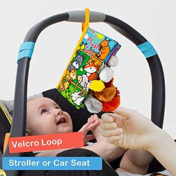 Baby Books Toys 0-6 Months, 3 Pcs Touch and Feel Crinkle Books for Babies, Jellycat Tails Book Soft Baby Toys Newborn Toys, Early Learning Sensory Stroller Toy for Babies, Gifts for Boys & Girls