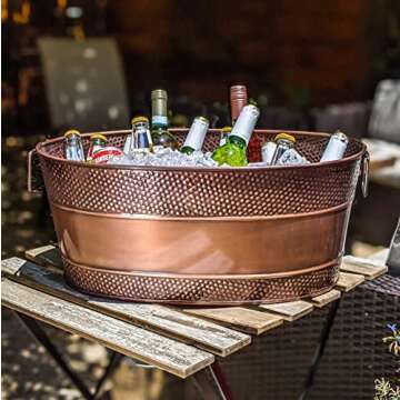 BREKX Aspen Galvanized Tub, Copper Finish Metal Ice and Drink Cooler for Parties, Sealed Leak Resist...
