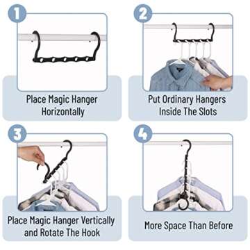 Mr. Pen- Space Saving Hangers for Clothes, 8 Pack, Mixed Color Space Saver Hangers, Shirt Hangers Space Saving, Clothes Hanger Organizer, Hanger Space Saver, Magic Hangers, Black Gray White