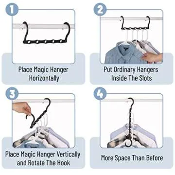 Mr. Pen- Space Saving Hangers for Clothes, 8 Pack, Mixed Color Space Saver Hangers, Shirt Hangers Space Saving, Clothes Hanger Organizer, Hanger Space Saver, Magic Hangers, Black Gray White