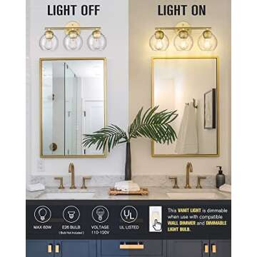 Elegant Emak 3-Light Gold Bathroom Light Over Mirror for Luxury Decor