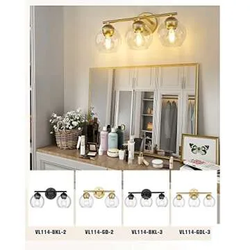 Emak Gold Bathroom Light 3-Light Fixture for Luxury Homes