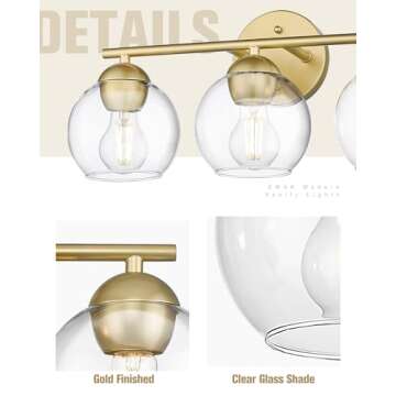 Emak Gold Bathroom Light 3-Light Fixture for Luxury Homes