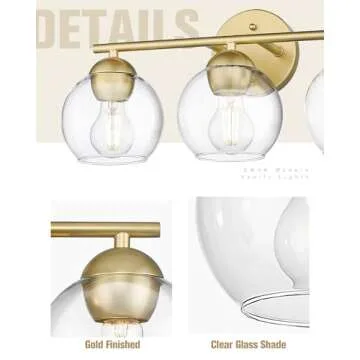 Emak Gold Bathroom Light 3-Light Fixture for Luxury Homes