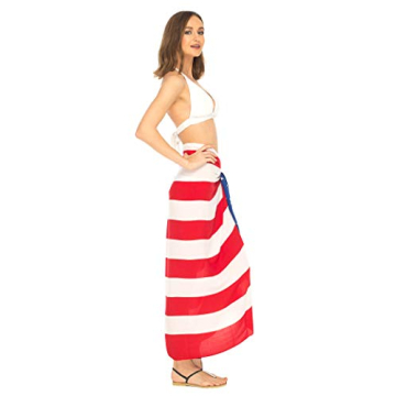 SHU-SHI Womens Beach Swimsuit Cover Up American Flag Sarong Wrap & Coconut Clip