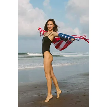 SHU-SHI Womens Beach Swimsuit Cover Up American Flag Sarong Wrap & Coconut Clip