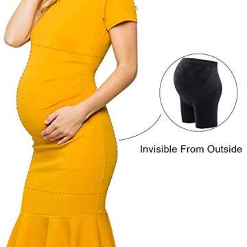 GINKANA Maternity Shapewear Soft Seamless Pregnancy Belly Support Underwear for Dresses Black