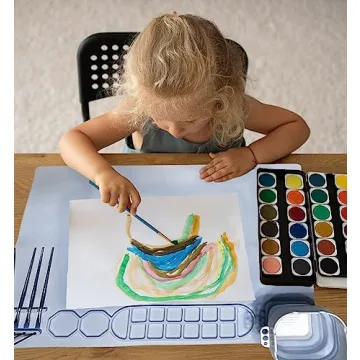 Silicone Painting Mat with Magnetic Cup and Kids Aprons