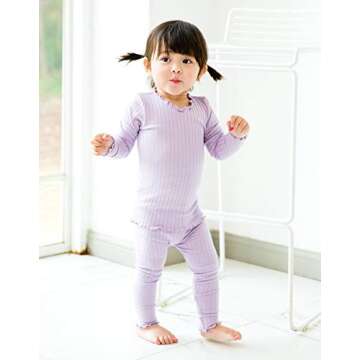 VAENAIT BABY Kids Girls Long Sleeve Modal Sleepwear Pajamas 2pcs Set Shirring Purple 12-18 Months