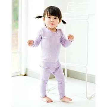 VAENAIT BABY Kids Girls Long Sleeve Modal Sleepwear Pajamas 2pcs Set Shirring Purple 12-18 Months
